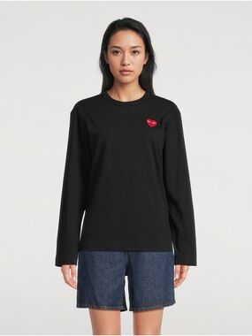 Comme Des Garcons Play Black Long Sleeve Red heart crew T-shirt W Medium unisex